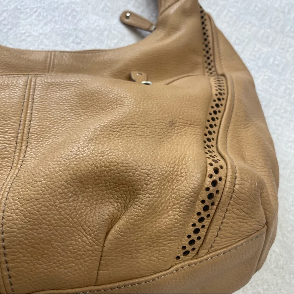 Tignanello Beige Tan Leather Perforated Hobo Shoulder‎ Bag